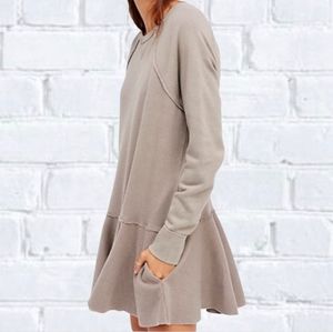 Free People Grey Sweatshirt Dress with Open Back Detail. Medium.